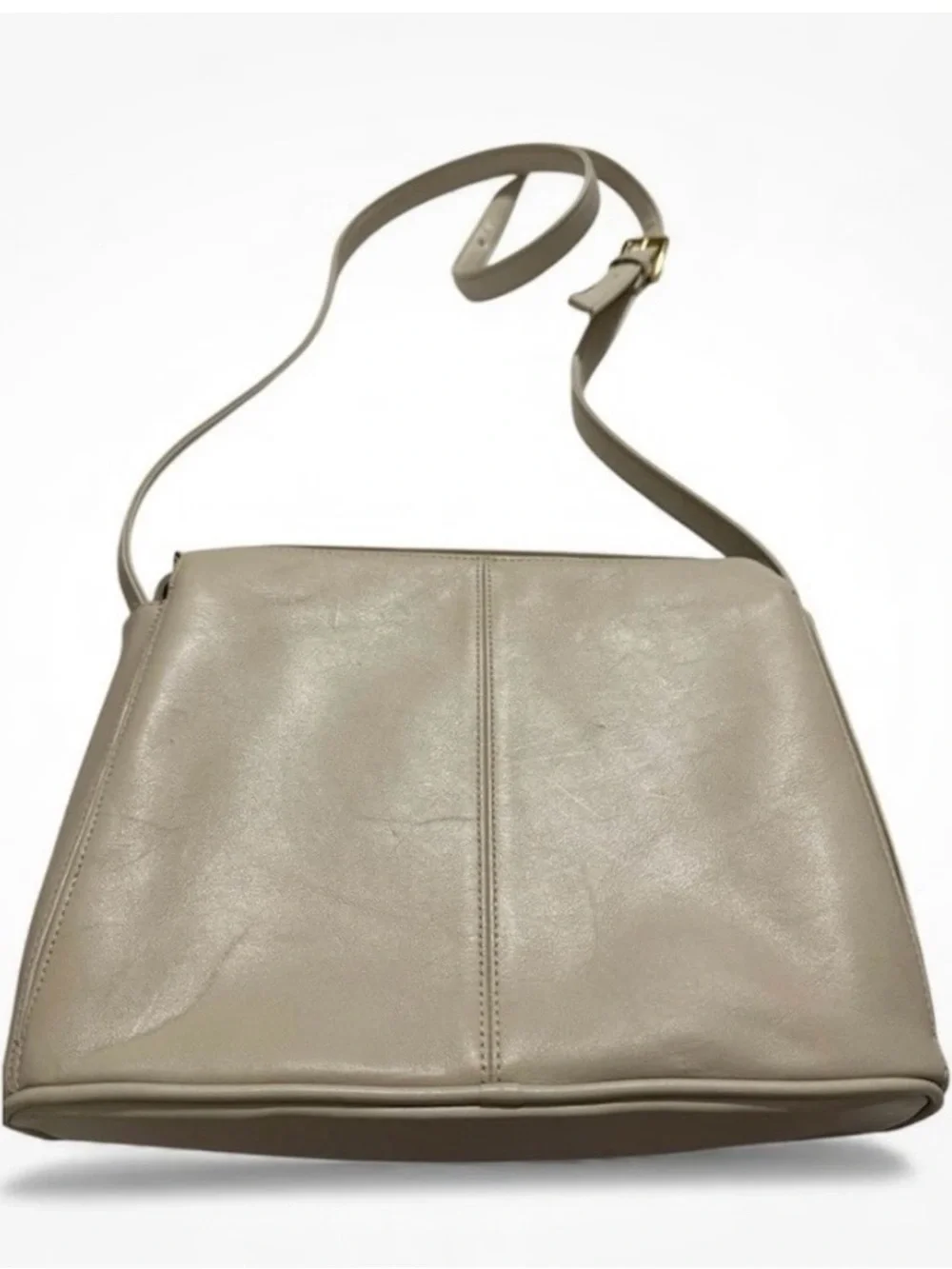 Gianni Bernini Cream Faux Leather Shoulder Bag